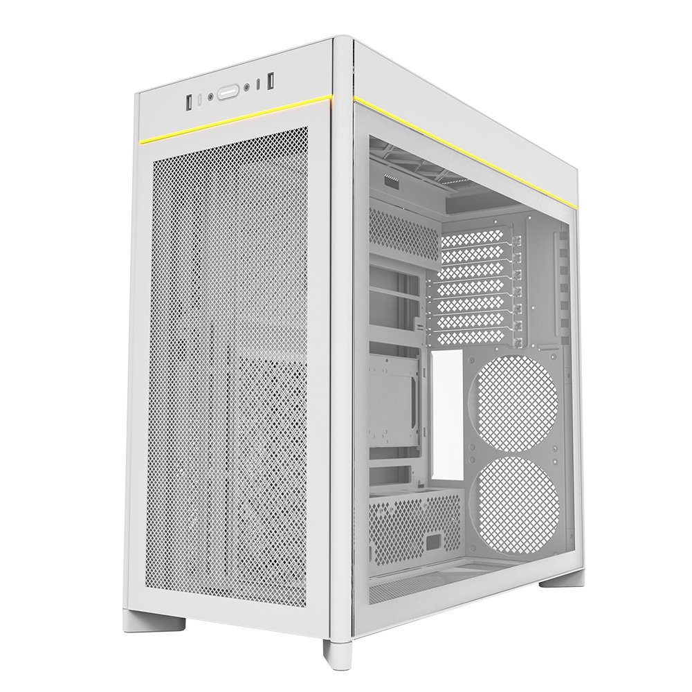 Gabinete Gamer Montech HS01, Mid-Tower, ATX, Vidro Temperado, Sem FANs, Branco - HS01WH