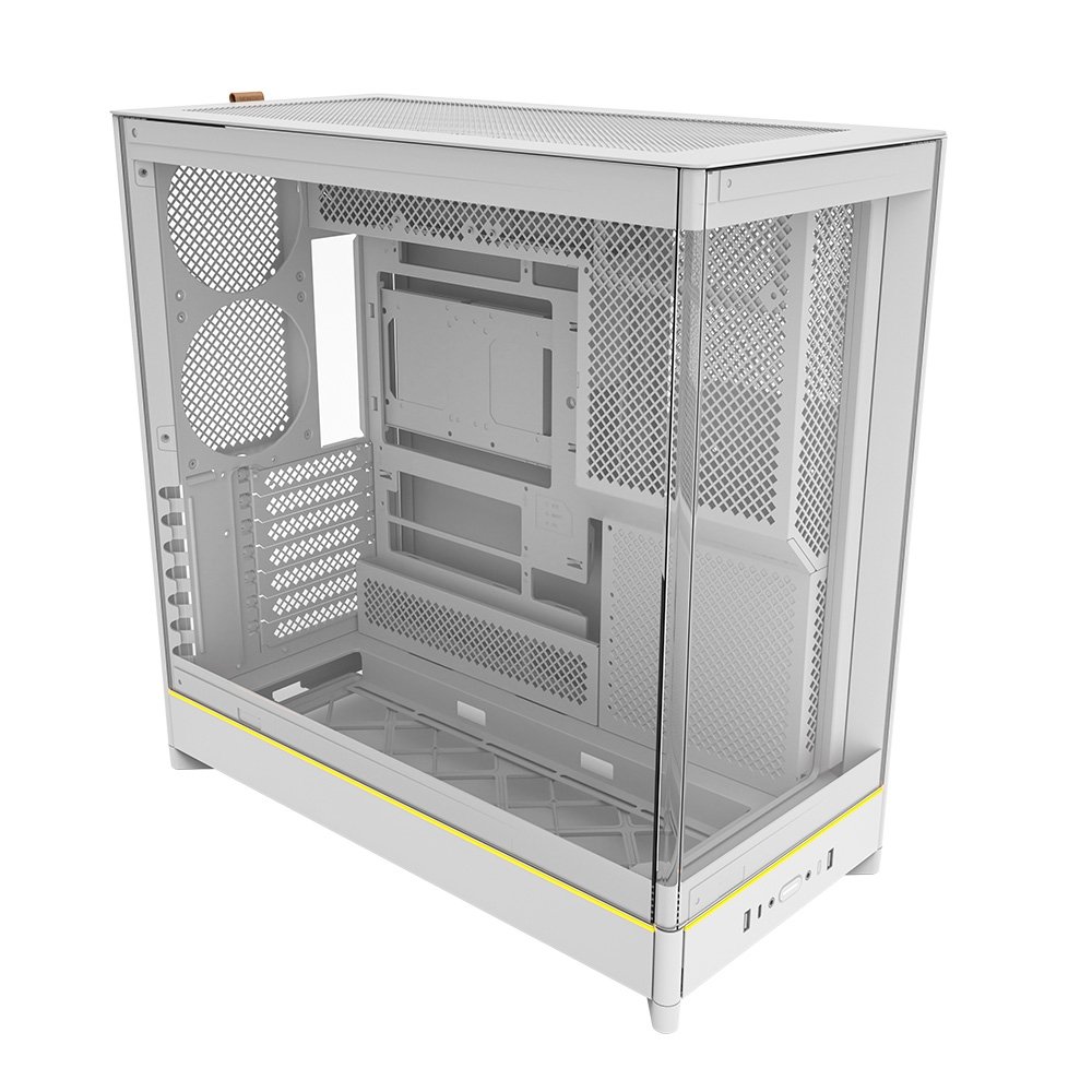 Gabinete Gamer Montech HS02, Mid-Tower, ATX, Vidro Temperado, Sem FANs, Branco - HS02WH