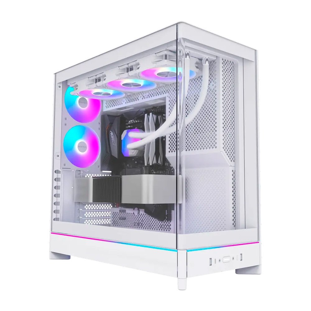 Gabinete Gamer Montech HS02 Pro, Mid-Tower, ATX, Vidro Temperado,5X Fans, Branco - HS02PROWH