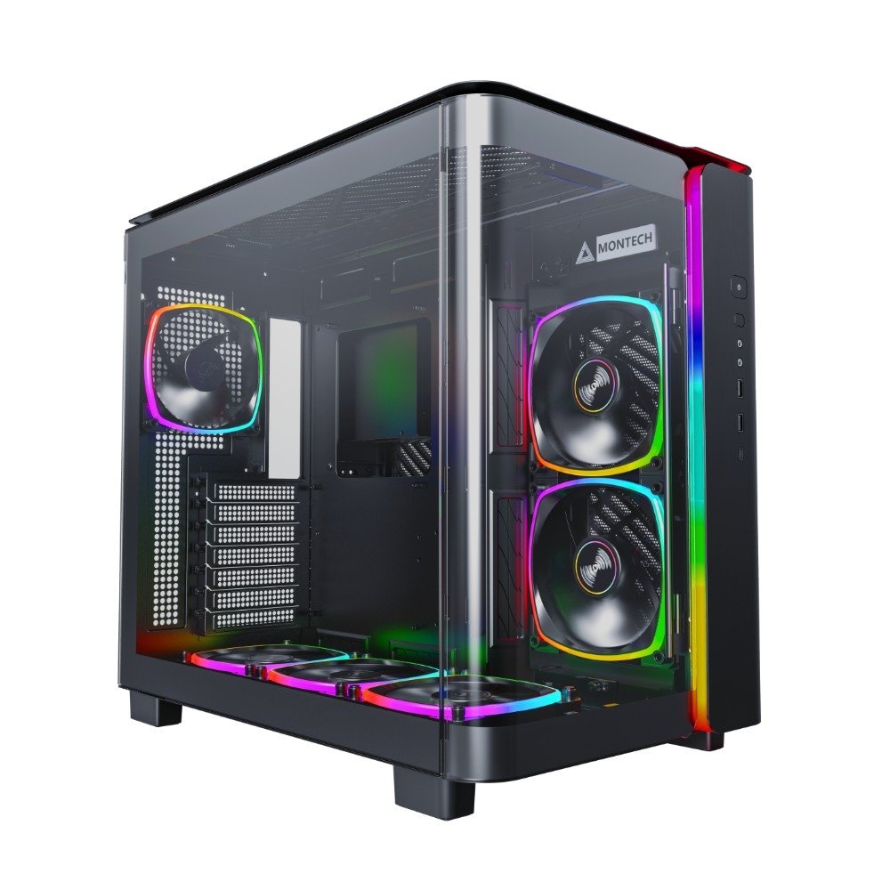 Gabinete Gamer Montech King 95 Pro, Mid-Tower, Vidro Duplo Temperado, Com 6X Fans, Preto - KING95PBK