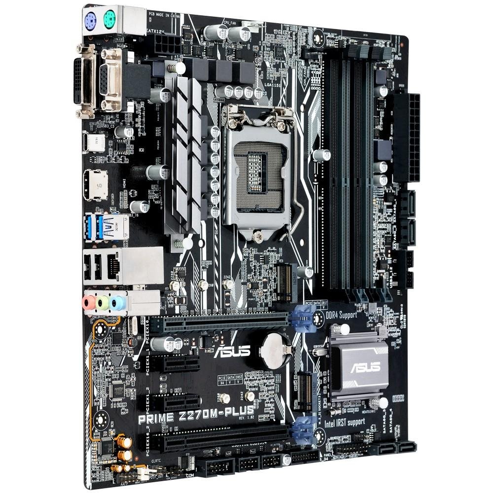 Imagem 3 de 5 do produto Placa-Mãe ASUS p/ Intel LGA 1151 mATX PRIME Z270M-PLUS/BR 4x DDR4; CrossFireX, 2x M.2,1x Saída DVI-D, 1x Saída D-Sub, 1x HDMI, Edição Gamer