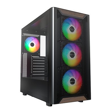 Gabinete Gamer Montech XR Wood, Mid-Tower, Detalhe em Madeira, Com 4X Fans, Preto - XRWOODBK