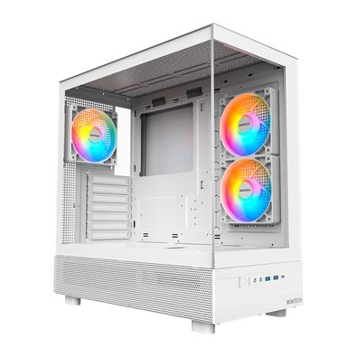Gabinete Gamer Montech XR, Mid-Tower, ATX Vidro Temperado, Com 3X FansBranco - XRWH