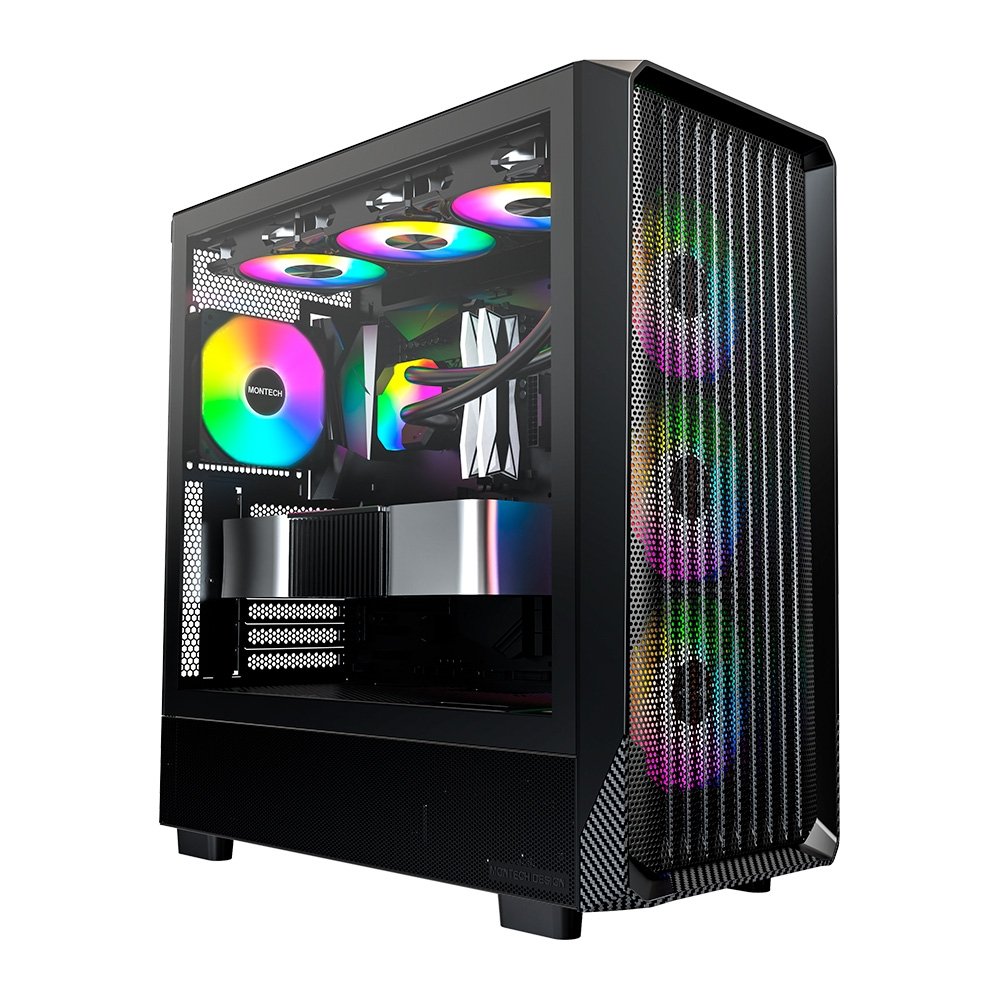 Gabinete Gamer Montech X5, Mid-Tower, Vidro Temperado, Com 4X Fans, Preto - X5BK