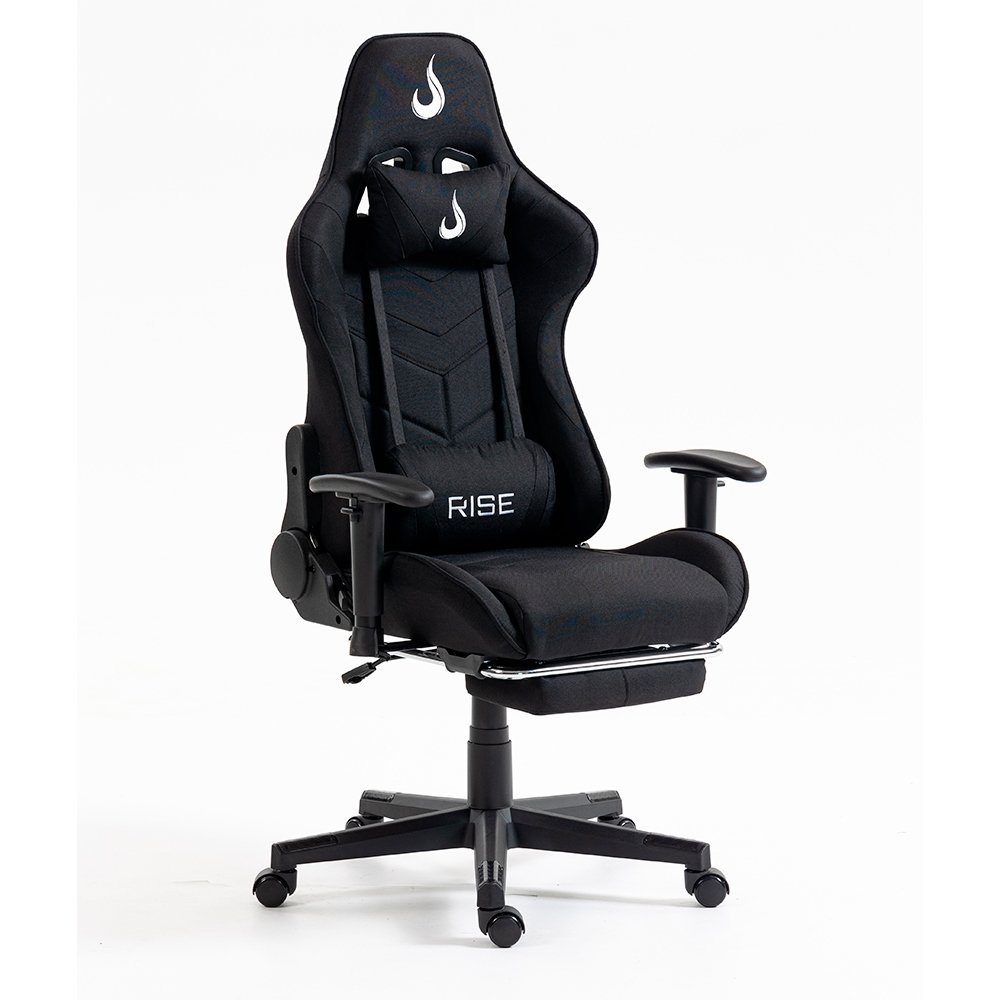 Cadeira Gamer Rise Mode X04, Ângulo Ajustável, Apoio Para os Pés Retrátil, Preto, Tecido - RM-CG-X04-BK-FBC - view 2