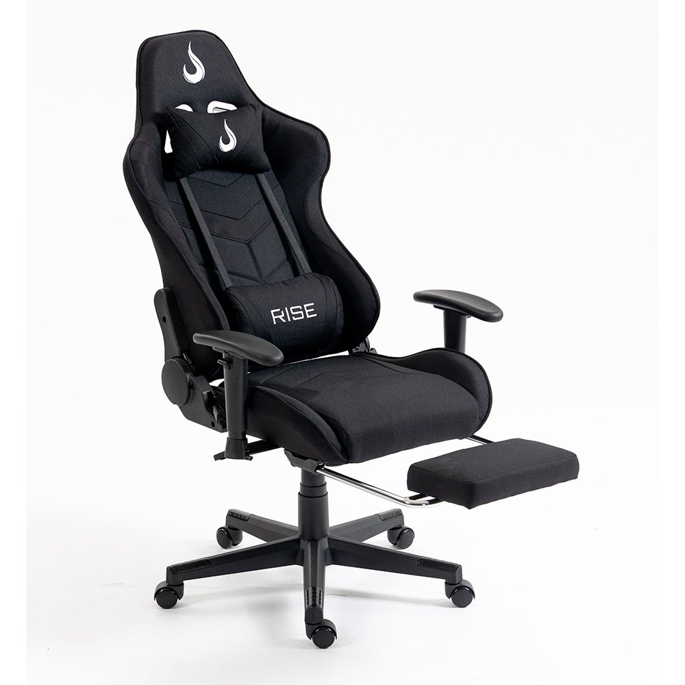 Cadeira Gamer Rise Mode X04, Ângulo Ajustável, Apoio Para os Pés Retrátil, Preto, Tecido - RM-CG-X04-BK-FBC - view 4
