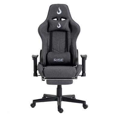 Cadeira Gamer Rise Mode X04, Ângulo Ajustável, Apoio Para os Pés Retrátil, Cinza, Tecido - RM-CG-X04-GR-FBC