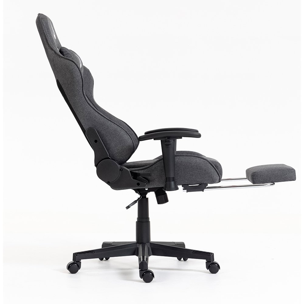 Imagem 6 de 16 do produto Cadeira Gamer Rise Mode X04, Ângulo Ajustável, Apoio Para os Pés Retrátil, Cinza, Tecido - RM-CG-X04-GR-FBC