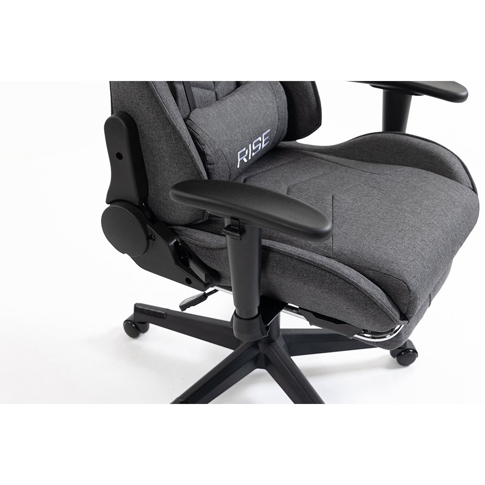 Imagem 8 de 16 do produto Cadeira Gamer Rise Mode X04, Ângulo Ajustável, Apoio Para os Pés Retrátil, Cinza, Tecido - RM-CG-X04-GR-FBC