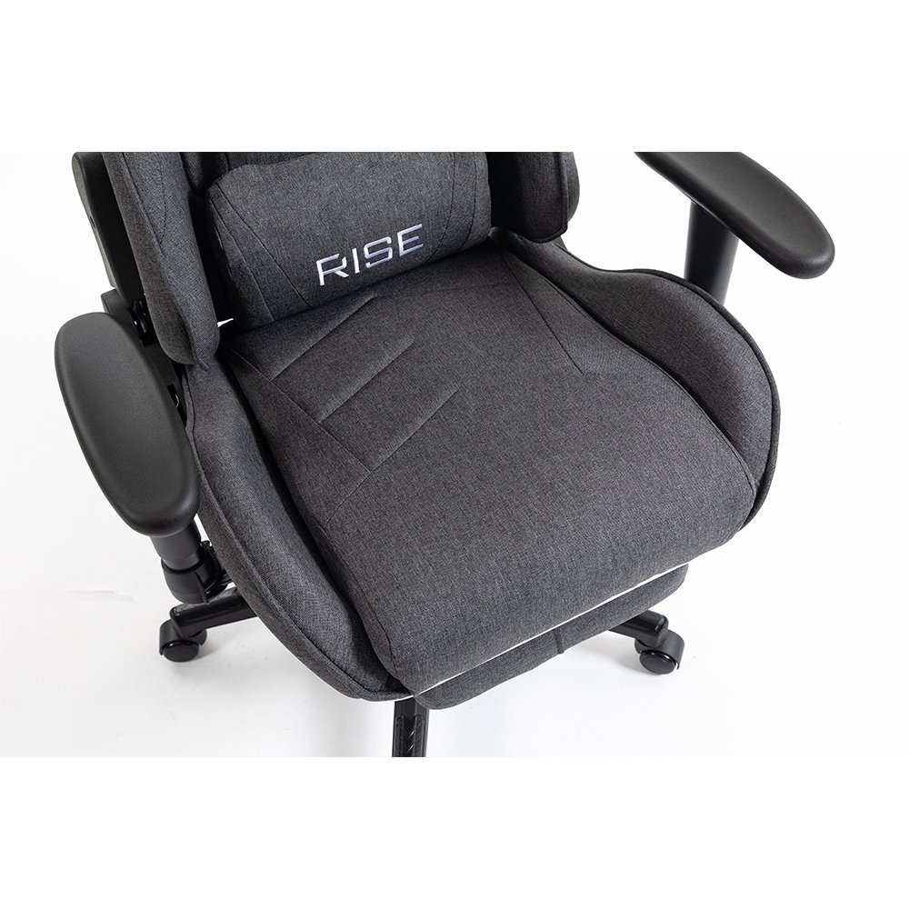Imagem 9 de 16 do produto Cadeira Gamer Rise Mode X04, Ângulo Ajustável, Apoio Para os Pés Retrátil, Cinza, Tecido - RM-CG-X04-GR-FBC