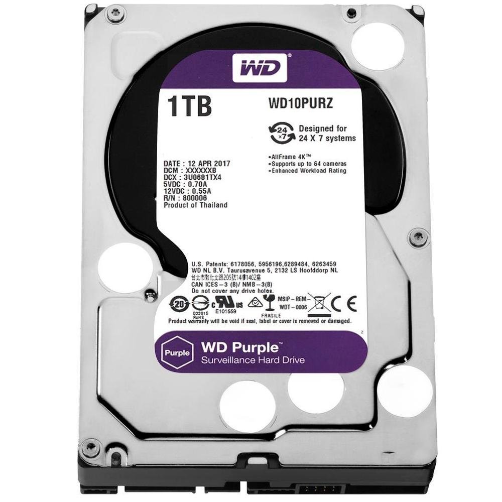 HD WD Purple 1TB Surveillance, 3.5', SATA | KaBuM!