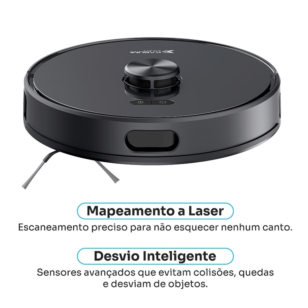 Robô Aspirador de Pó e Passa Pano Balão.info Smart K1000, Mapeamento, MOP rotativo, até 7000PA, APP, Alexa/Google, Bivolt, Preto - KSAR1000PT - view 3