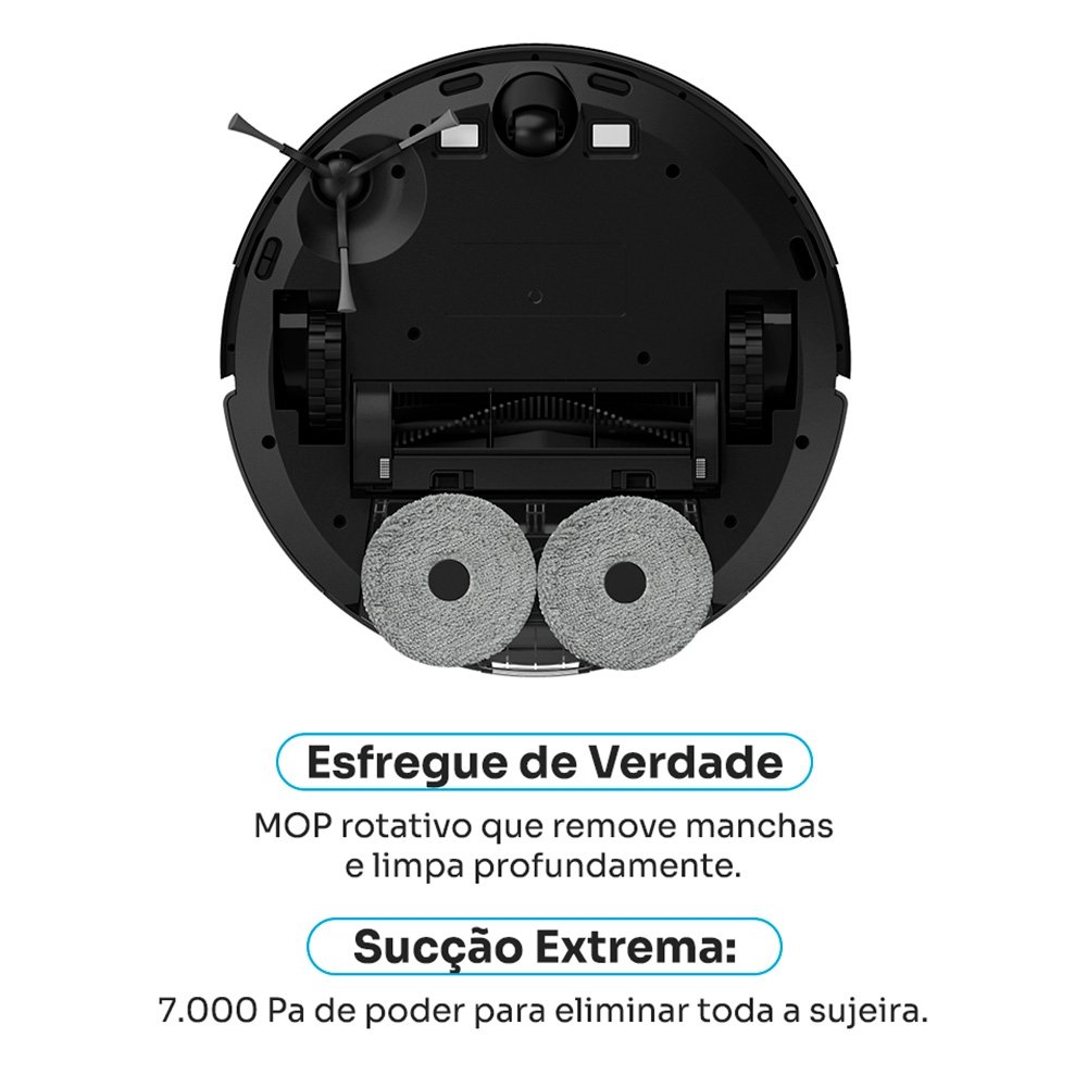Robô Aspirador de Pó e Passa Pano Balão.info Smart K1000, Mapeamento, MOP rotativo, até 7000PA, APP, Alexa/Google, Bivolt, Preto - KSAR1000PT - view 4