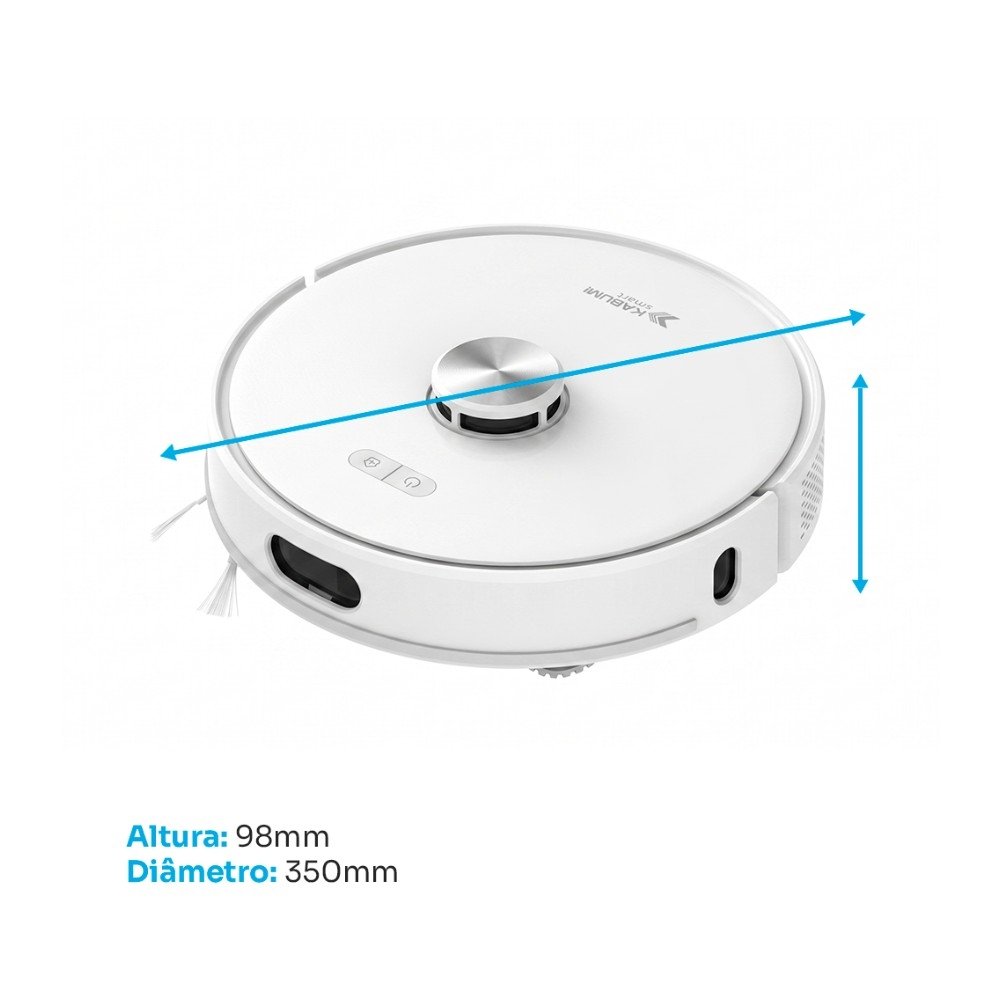 Robô Aspirador de Pó e Passa Pano KABUM! smart K1000 - Mapeamento, MOP rotativo, até 7000PA, APP, Alexa/Google, Bivolt, Branco - KSAR1000BR