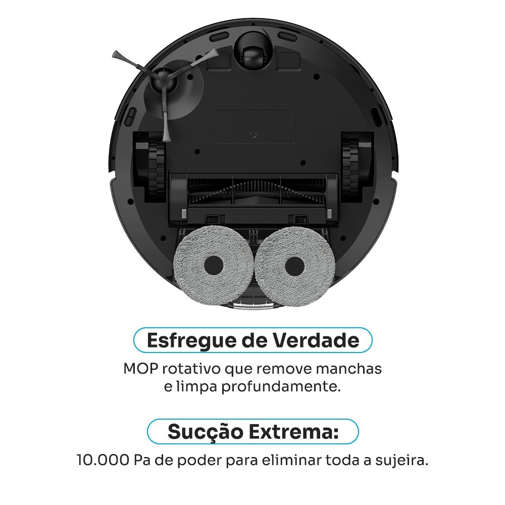 Robô Aspirador de Pó e Passa Pano Balão.info Smart K1100, Mapeamento, MOP Rotativo, Autolimpante, até 10000PA, APP, 127V, Preto - KSAR110010PT - view 4