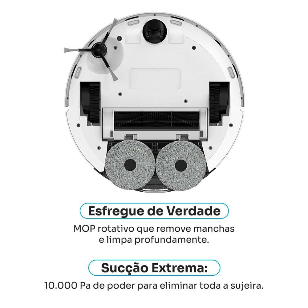 Imagem 4 de 9 do produto Robô Aspirador de Pó e Passa Pano KABUM! smart K1100, Mapeamento, MOP Rotativo, Autolimpante, até 10000PA, APP, 127V, Branco - KSAR110010BR