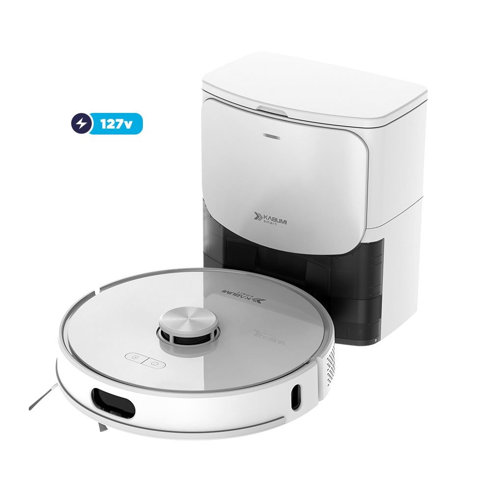Imagem 3 de 9 do produto Robô Aspirador de Pó e Passa Pano KABUM! smart K1100, Mapeamento, MOP Rotativo, Autolimpante, até 10000PA, APP, 127V, Branco - KSAR110010BR