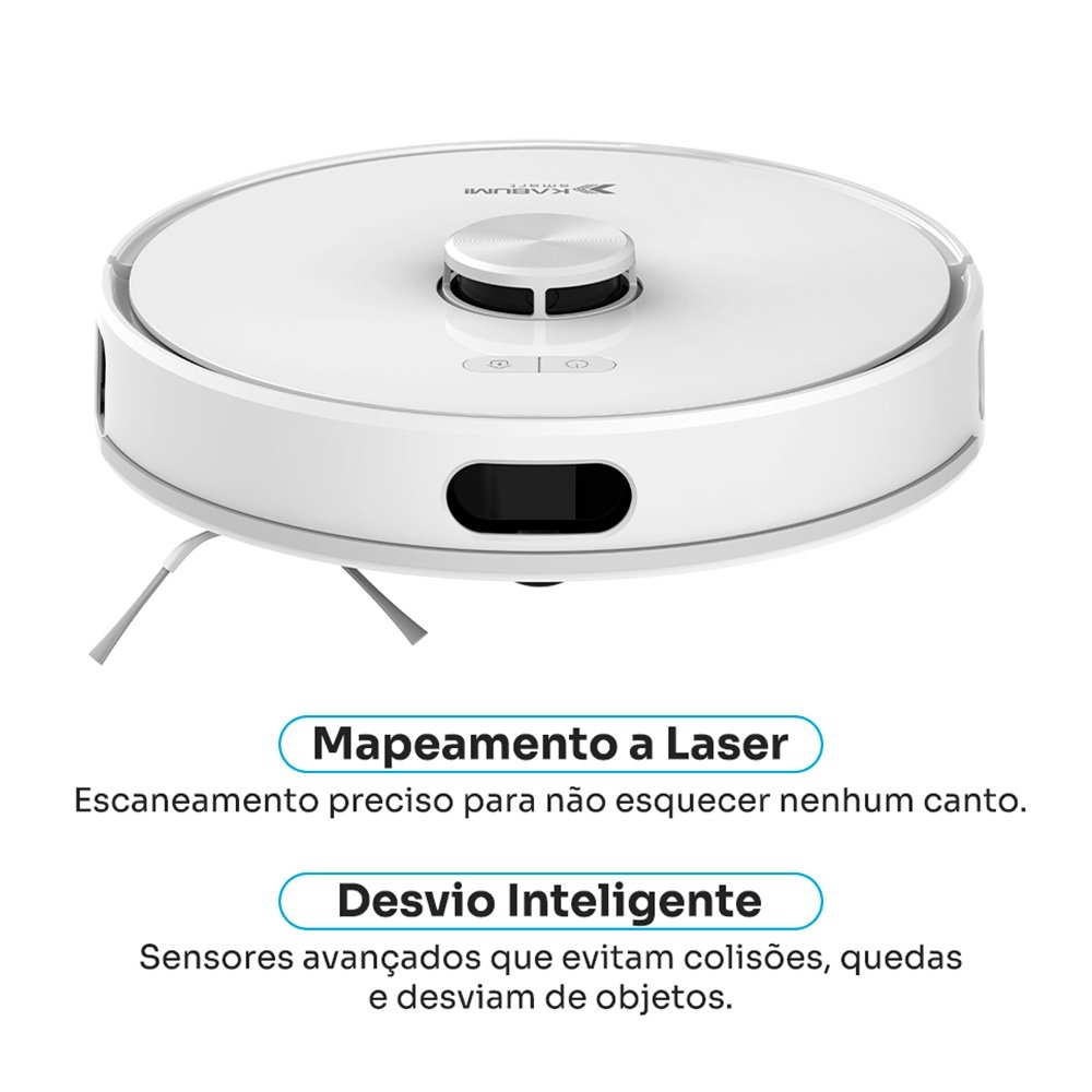Imagem 5 de 9 do produto Robô Aspirador de Pó e Passa Pano KABUM! smart K1100, Mapeamento, MOP Rotativo, Autolimpante, até 10000PA, APP, 127V, Branco - KSAR110010BR