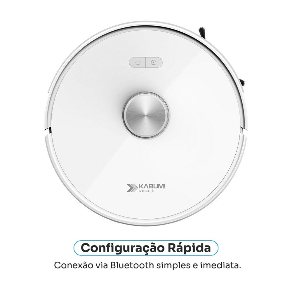 Imagem 7 de 9 do produto Robô Aspirador de Pó e Passa Pano KABUM! smart K1100, Mapeamento, MOP Rotativo, Autolimpante, até 10000PA, APP, 127V, Branco - KSAR110010BR