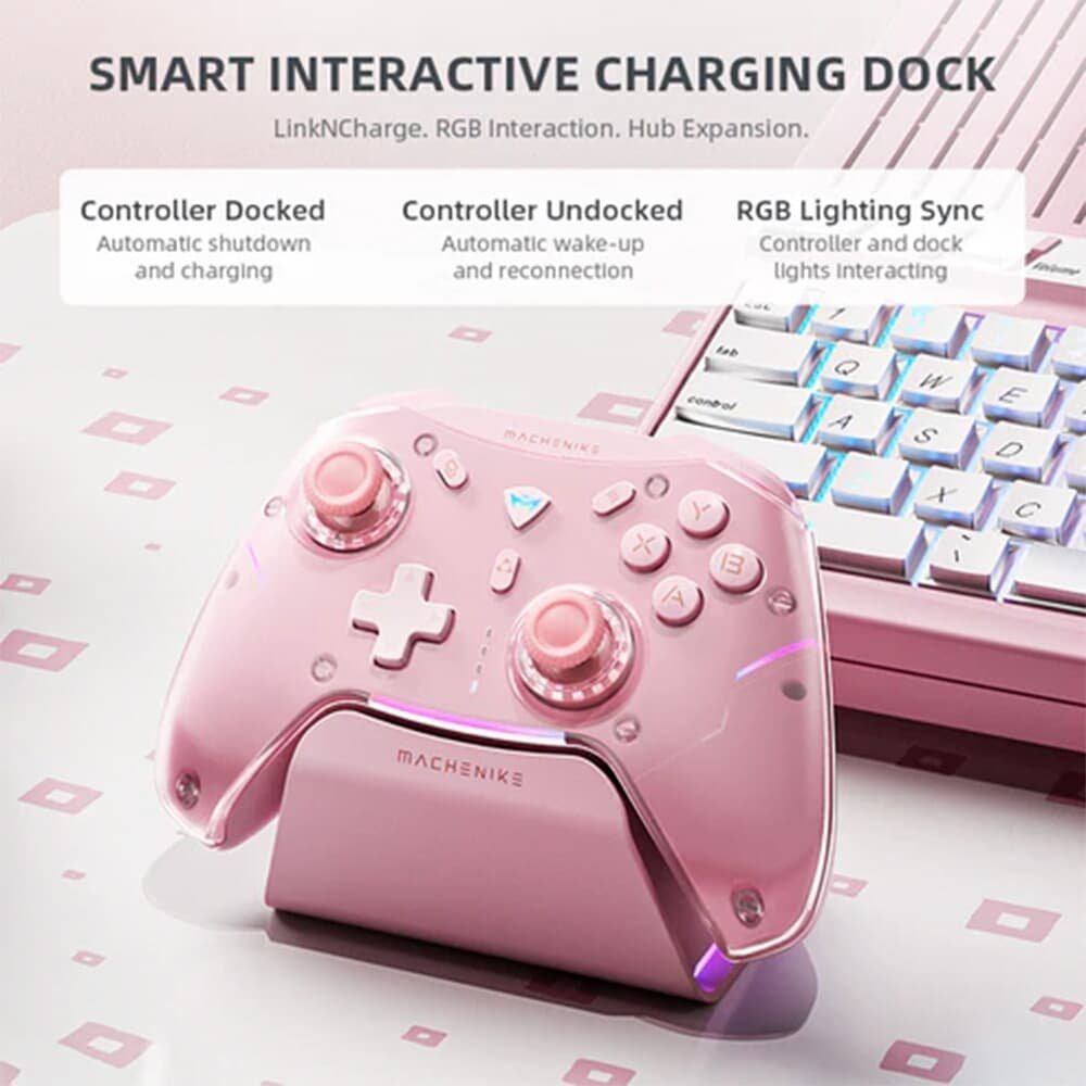 Controle Gamer, Machenike G5 Pro Max, Multiplataformas, Tri-Mode, RGB, Switch Kailh, Rosa - JJ02GJ007 - view 3