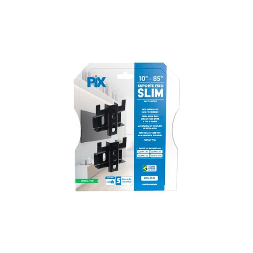 Suporte para TV PIX PX-18, Fixo, Universal, para TVs de 10 a 85, Slim, Preto - 079-0024 - view 2