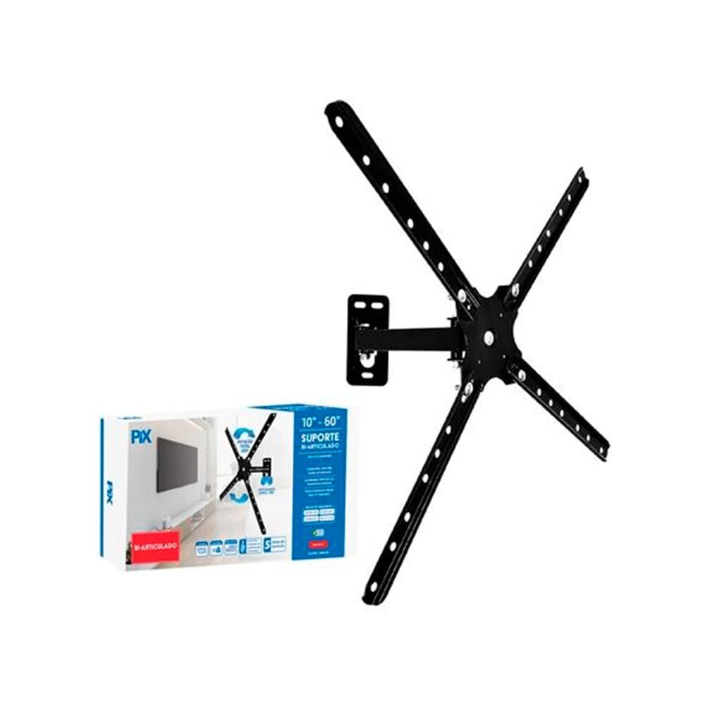 Suporte para TV PIX PX-10, Bi-Articulado, para TVs de 10 a 60, Preto - 079-0014 - view 2