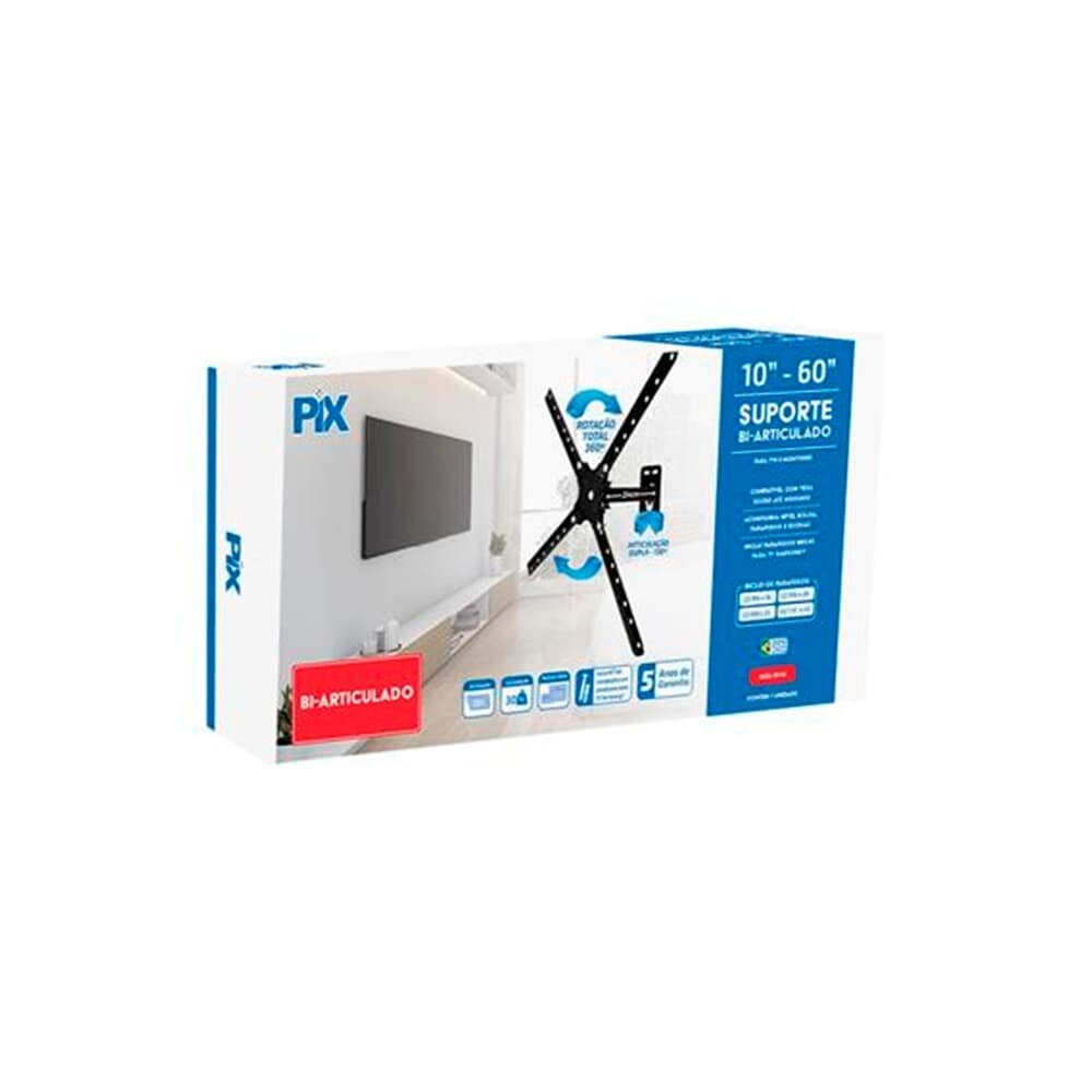 Suporte para TV PIX PX-10, Bi-Articulado, para TVs de 10 a 60, Preto - 079-0014 - view 3