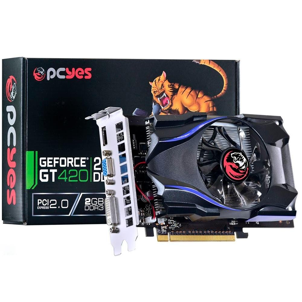 Placa de Vídeo VGA PCYes NVIDIA GeForce GT 420 2GB DDR3 128Bits PS42012802D3 Placa de Vídeo VGA PCYes NVIDIA GeForce GT 420 2GB DDR3 128Bits PS42012802D3