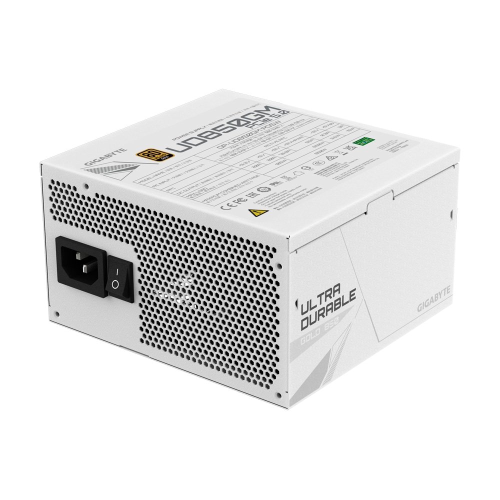 Imagem 3 de 7 do produto Fonte Gigabyte UD850GM PG5W, 850W, 80 PLUS Gold, Modular, PFC Ativo, Branca - 28200-U85GW-1USR