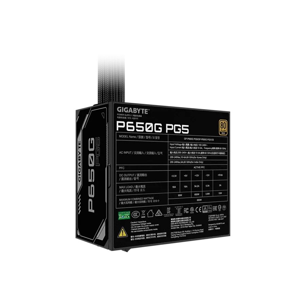 Fonte Gigabyte P650G PG5, 650W, 80 PLUS Gold, PFC Ativo, Preto - 28200-P65G5-1CBRR - view 4