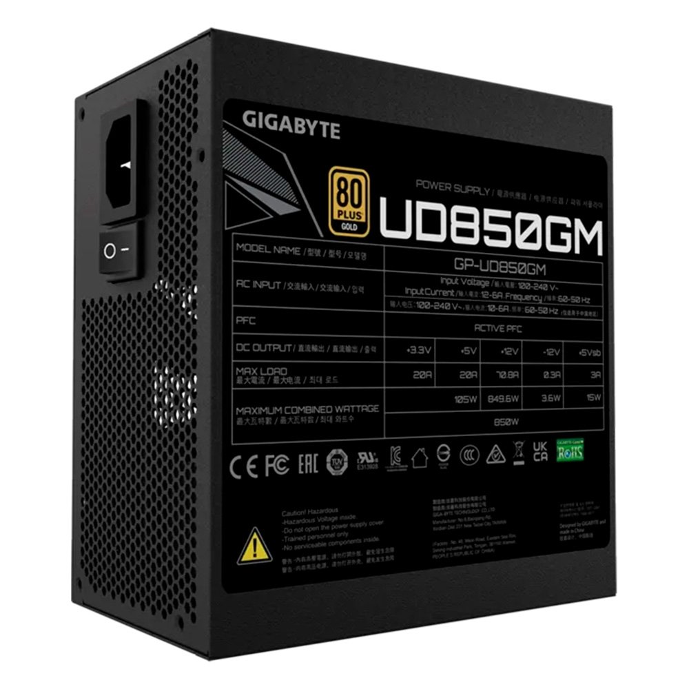 Fonte Gigabyte UD850GM, 850W, 80 PLUS Gold, Modular, PFC Ativo, Preto - 28200-UD850G-1ARR - view 5