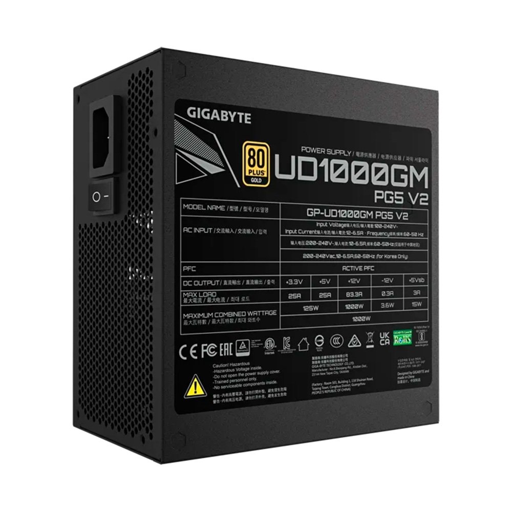 Fonte Gigabyte UD1000GM PG5 V2, 1000W, 80 PLUS Gold, Modular, PFC Ativo, Preto - 28200-U10GB-1CBRR - view 4