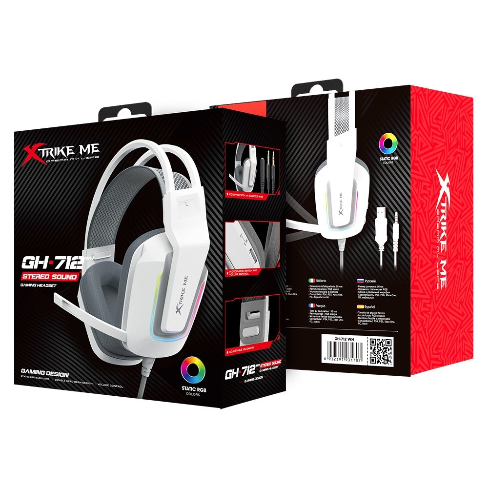 Headset Gamer Xtrike GH-712, Drivers 50mm, 7.1 Surround, Conexão USB e P2, Branco - GH-712WH - view 9
