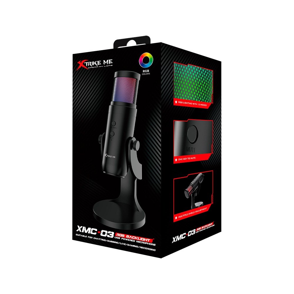 Microfone Gamer Xtrike XMC-03, Condensador, Omnidirecional, Conexão USB, Iluminação RGB, Preto - XMC-03 - view 8