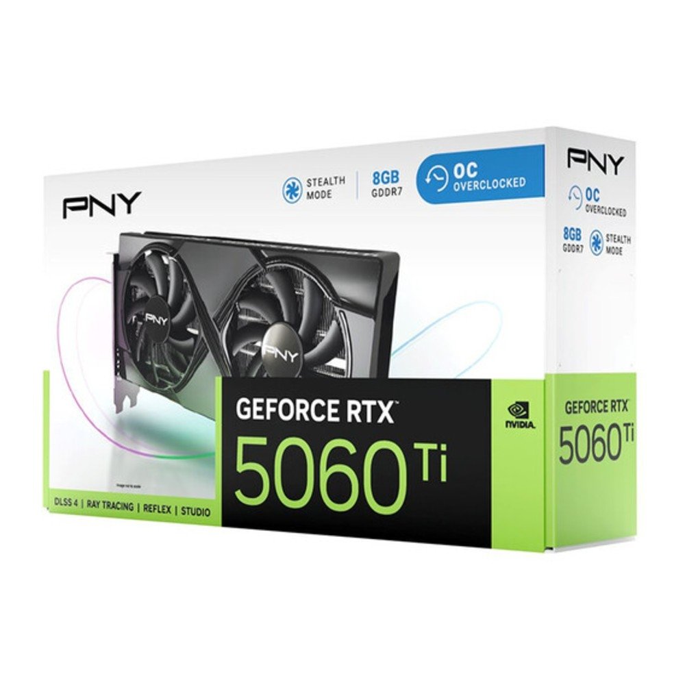 Placa de Vídeo PNY RTX 5060 Ti OC NVIDIA Geforce, 8GB GDDR7, Dual-Fan, Ray Tracing, DLSS 4 - VCG5060T8DFXPB1-O-TF