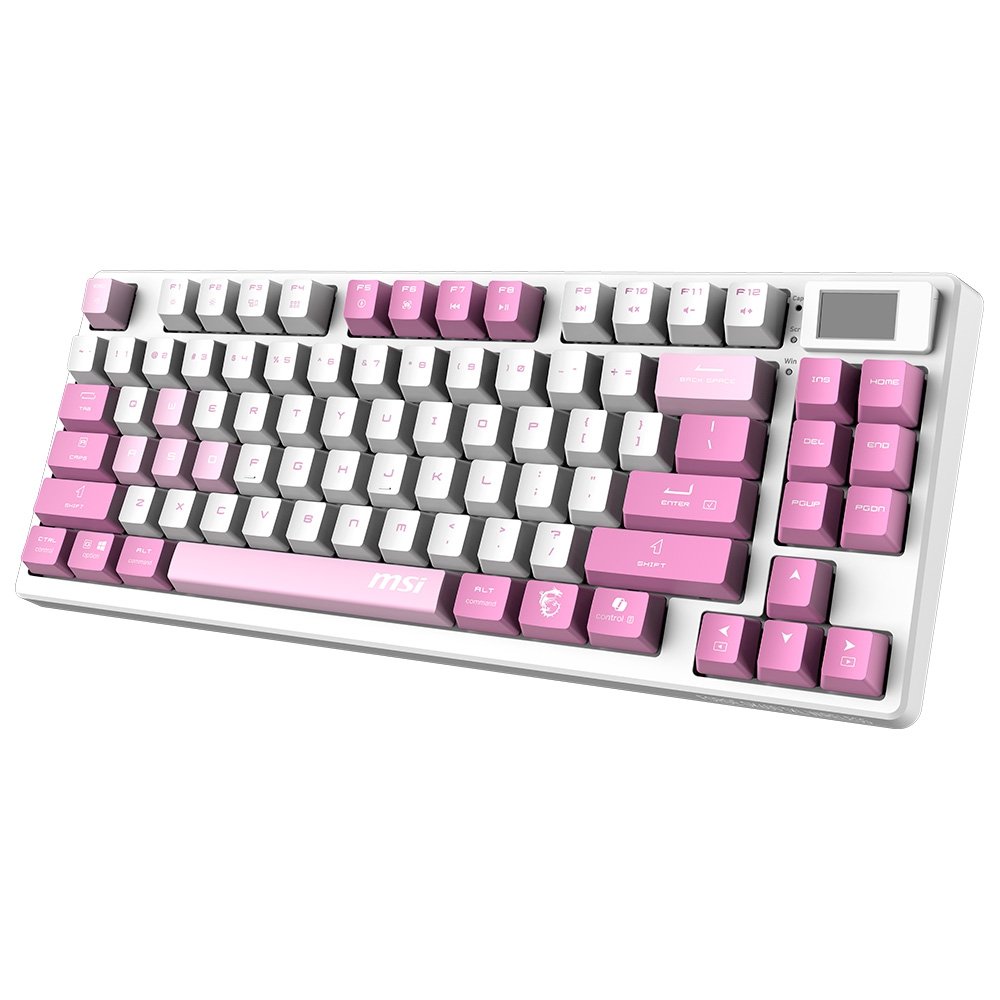Teclado Sem Fio Mecânico Gamer MSI Forge GK600 TKL W VIOLET, RGB, Switch Linear, USB 2.0,Bluetooth, US, Rosa - FORGEGK600V - view 2