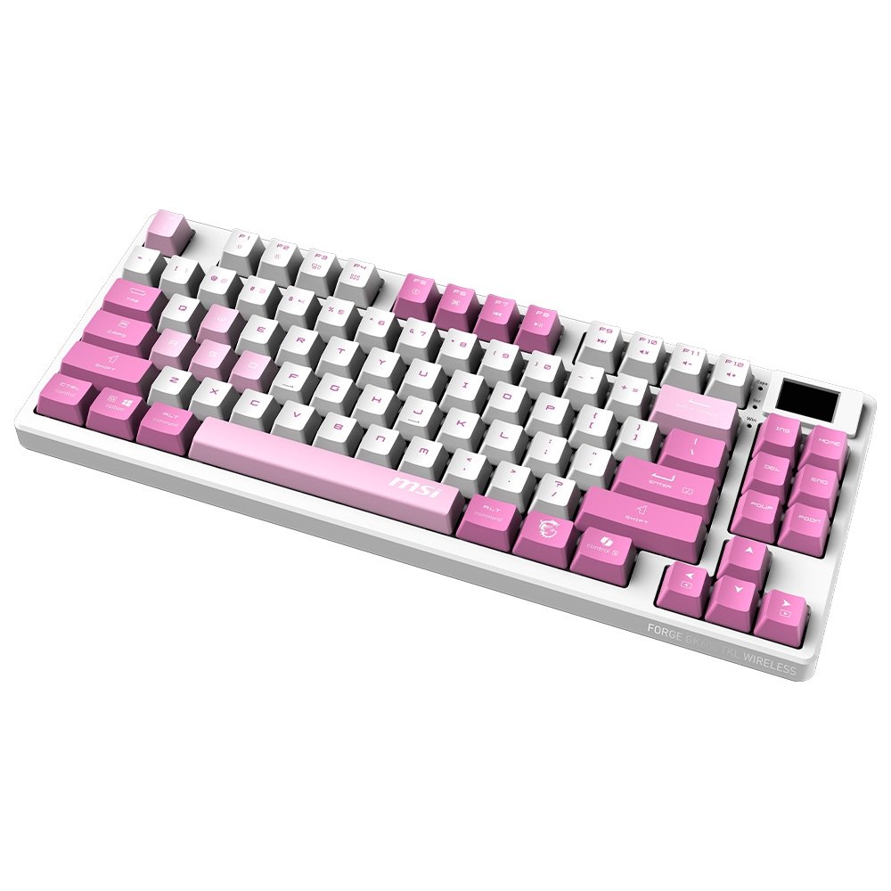 Teclado Sem Fio Mecânico Gamer MSI Forge GK600 TKL W VIOLET, RGB, Switch Linear, USB 2.0,Bluetooth, US, Rosa - FORGEGK600V - view 3