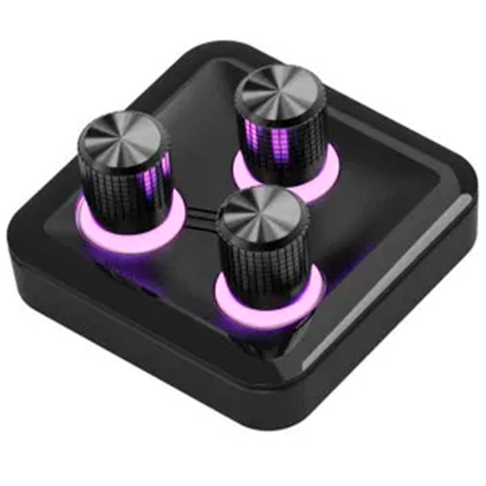 Módulo de Controle Cooler Master para MasterHub, 3 Knobs Rotativos Customizáveis (Mixer de Áudio), com LED RGB - MHKB03AA22