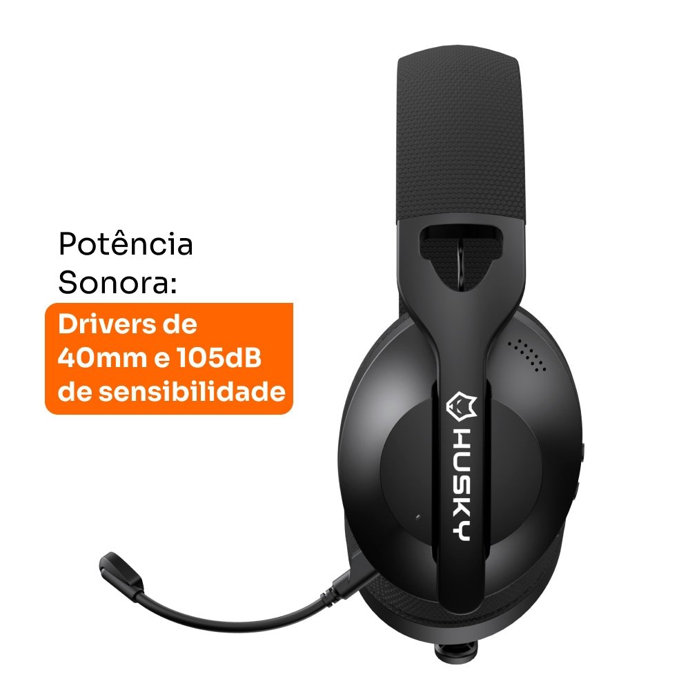 Headset Gamer Husky Matilha, P3 3.5mm, Driver 40mm, Microfone Omnidirecional, Cabo 2m,165g, Preto - HHG100PT Headset Gamer Husky Matilha, P3 3.5mm, Driver 40mm, Microfone Omnidirecional, Cabo 2m,165g, Preto - HHG100PT