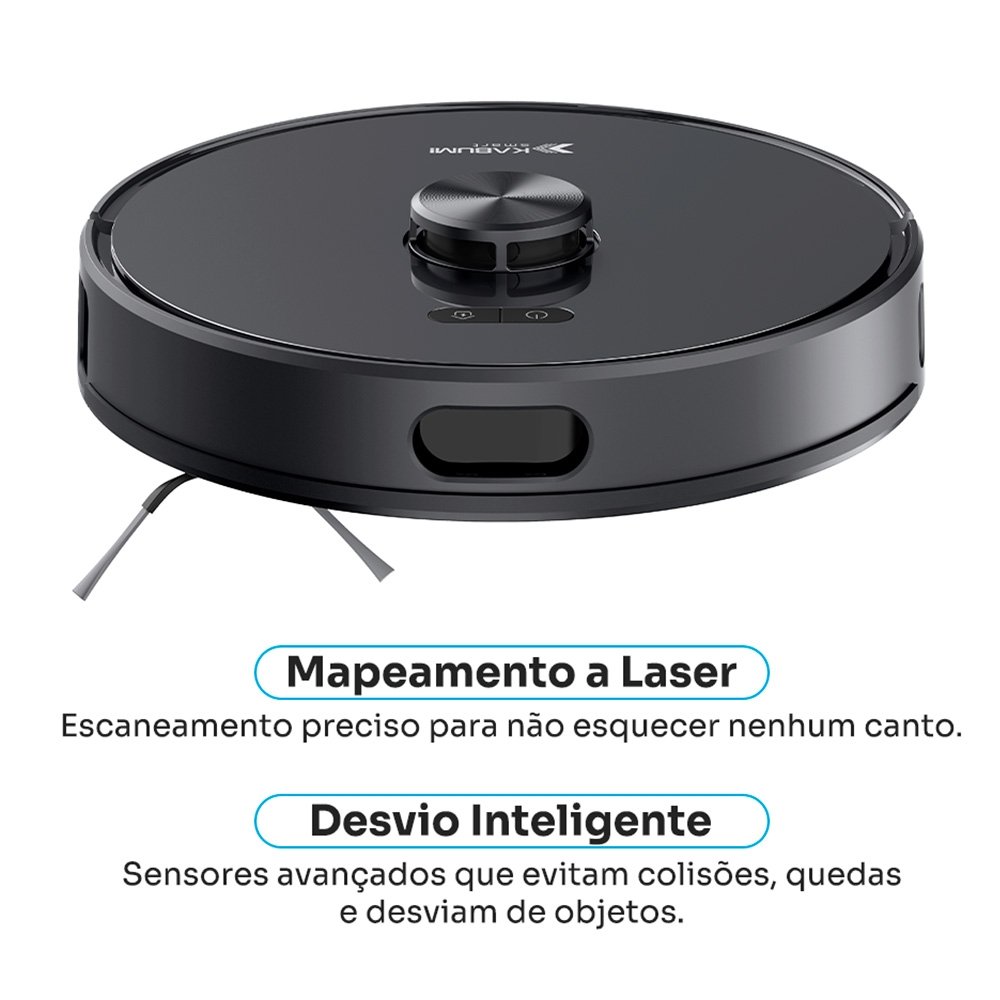 Imagem 5 de 9 do produto Robô Aspirador de Pó e Passa Pano KABUM! smart K1100, Mapeamento, MOP rotativo, Autolimpante, até 10000PA, APP, 220V, Preto - KSAR110020PT