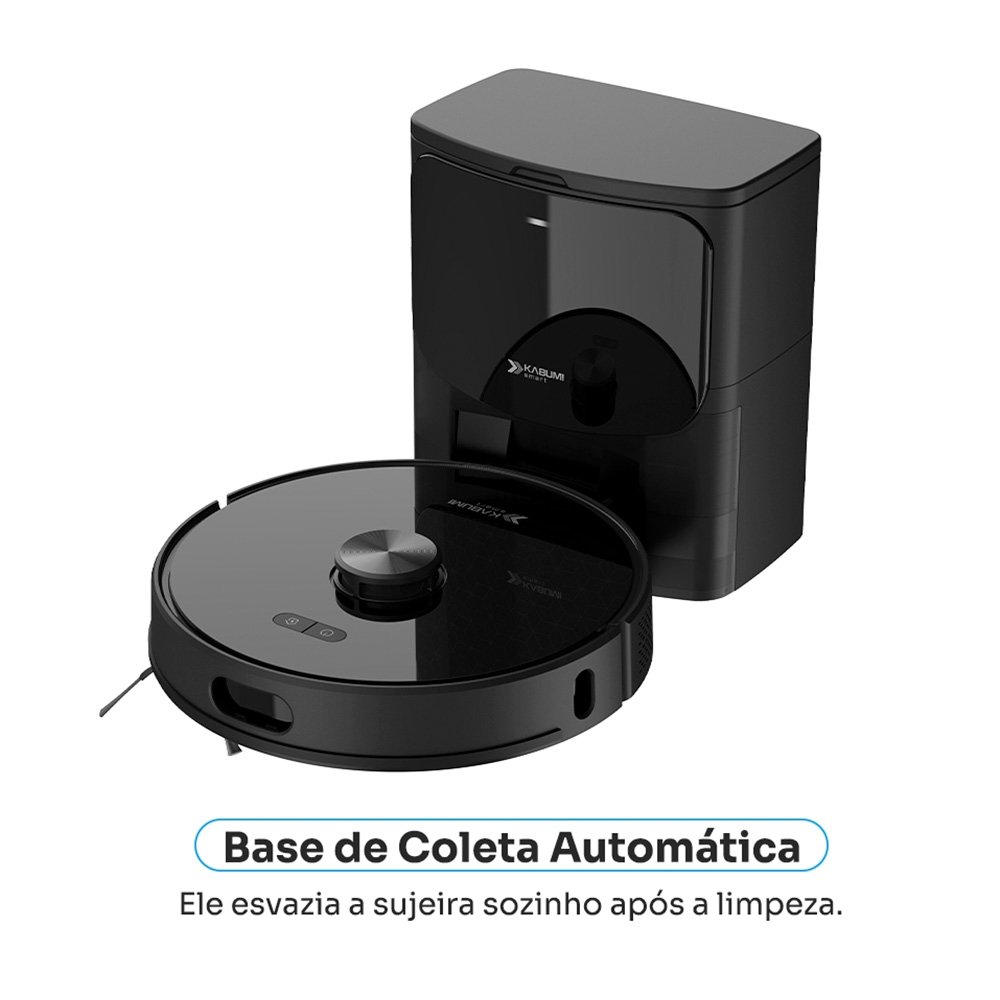 Imagem 6 de 9 do produto Robô Aspirador de Pó e Passa Pano KABUM! smart K1100, Mapeamento, MOP rotativo, Autolimpante, até 10000PA, APP, 220V, Preto - KSAR110020PT