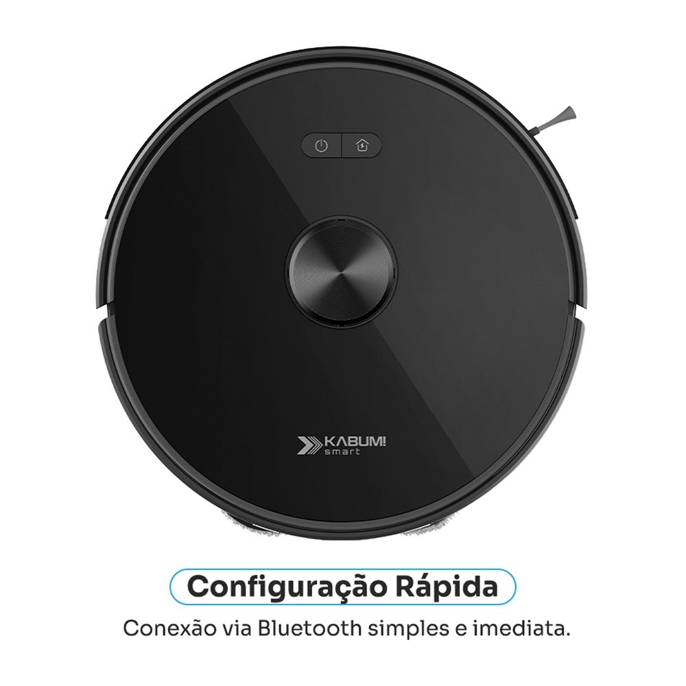 Imagem 7 de 9 do produto Robô Aspirador de Pó e Passa Pano KABUM! smart K1100, Mapeamento, MOP rotativo, Autolimpante, até 10000PA, APP, 220V, Preto - KSAR110020PT