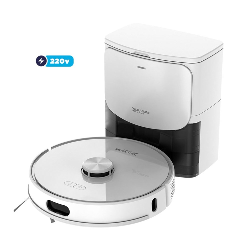 Imagem 3 de 9 do produto Robô Aspirador de Pó e Passa Pano KABUM! smart K1100, Mapeamento, MOP rotativo, Autolimpante, até 10000PA, APP, 220V, Branco - KSAR110020BR