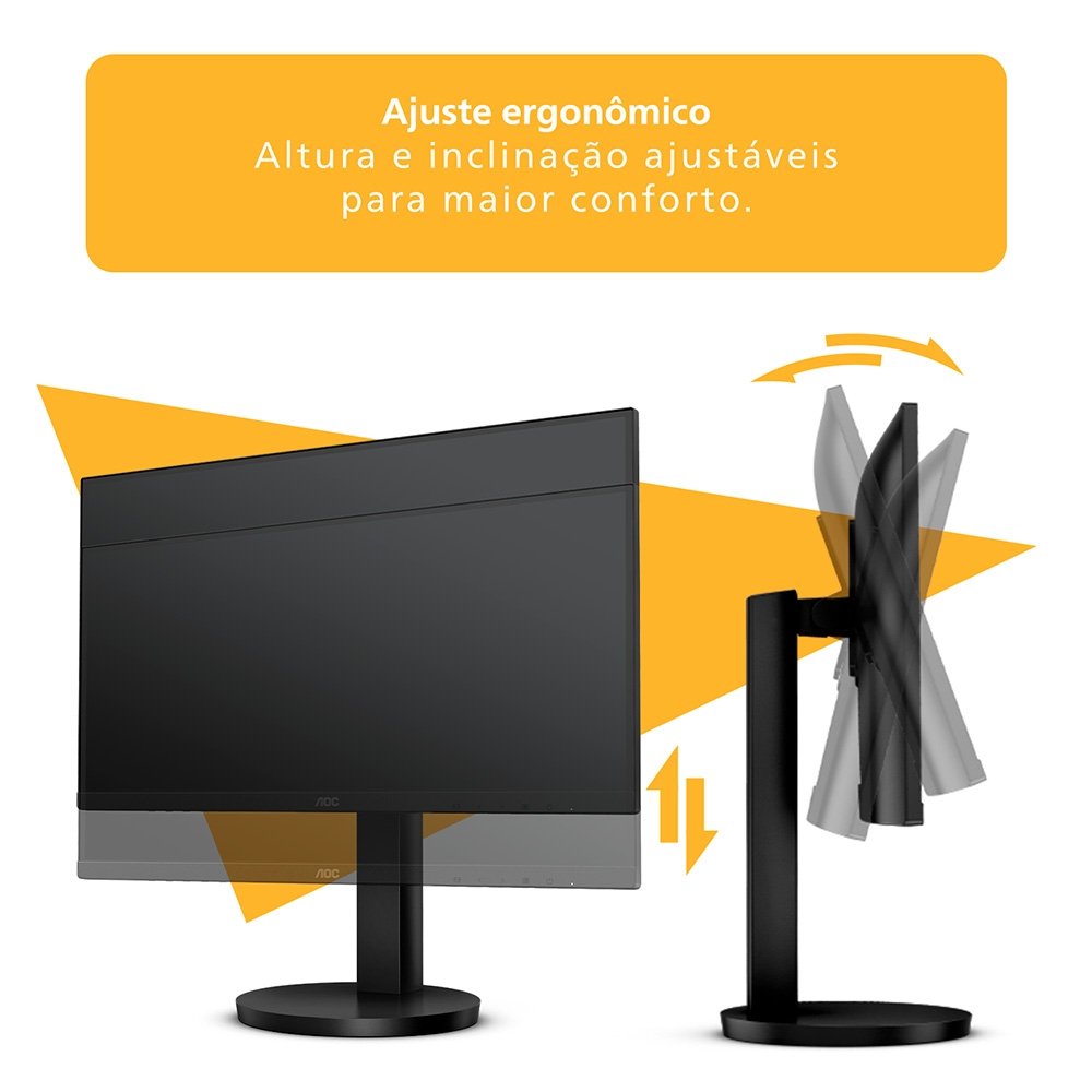 Imagem 2 de 15 do produto Monitor AOC 22", Full HD, 75Hz, VA, HDMI e VGA, Ângulo Ajustável, Altura Ajustável, Preto - 22B3HMF
