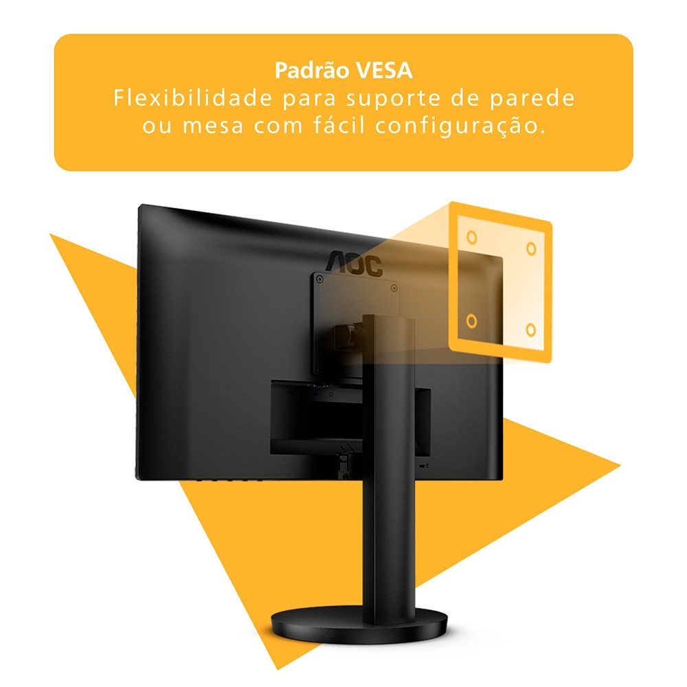 Imagem 6 de 15 do produto Monitor AOC 22", Full HD, 75Hz, VA, HDMI e VGA, Ângulo Ajustável, Altura Ajustável, Preto - 22B3HMF