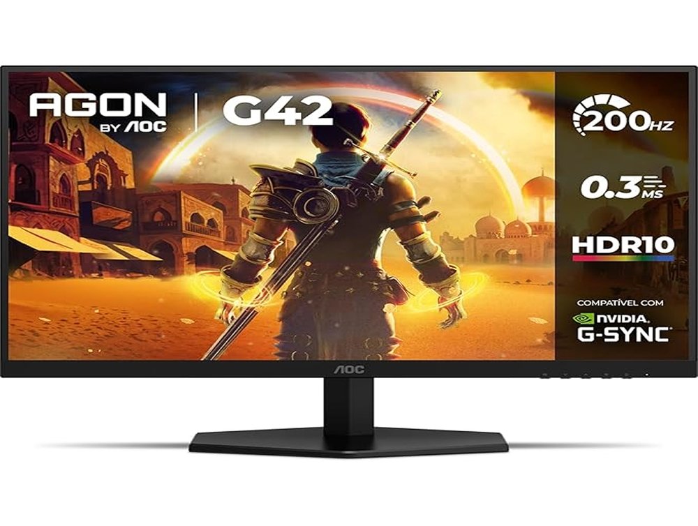 Monitor Gamer AOC 27, Full HD, 200Hz, 0.3ms, IPS, G-Sync, HDR, Ângulo Ajustável, Preto - 27G42HE - view 4