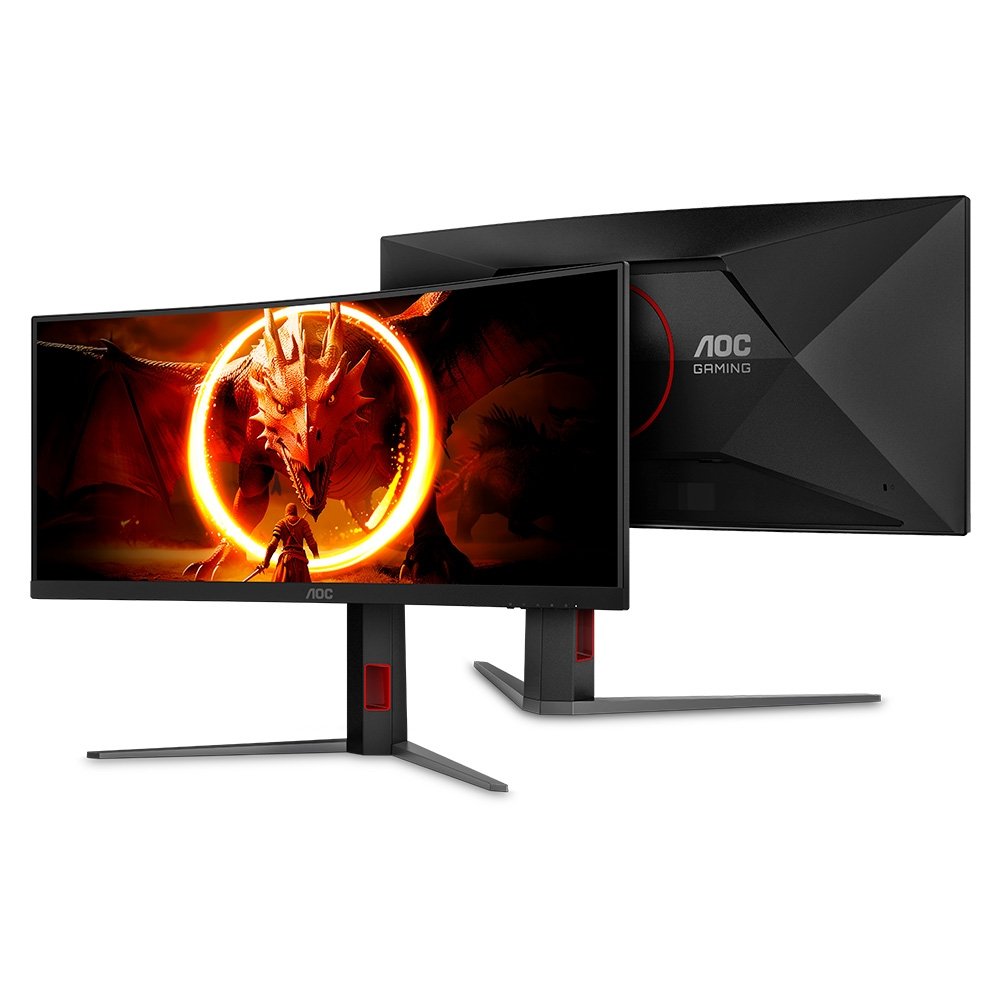 "Monitor Gamer Curvo AOC Agon 34"", Ultrawide, WQHD, 180Hz, 0.5ms, Fast VA, Adaptive-Sync, Altura Ajustável, Preto - U34G4C" - view 5