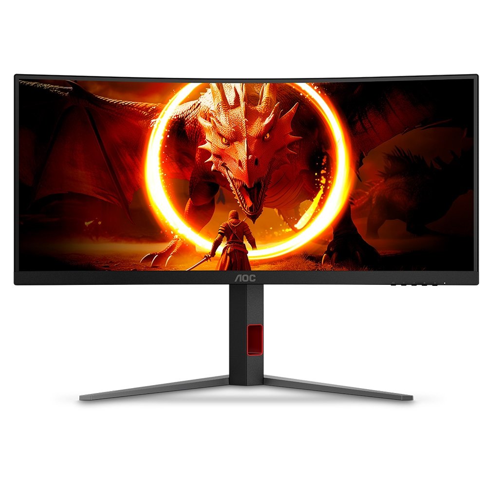 "Monitor Gamer Curvo AOC Agon 34"", Ultrawide, WQHD, 180Hz, 0.5ms, Fast VA, Adaptive-Sync, Altura Ajustável, Preto - U34G4C"