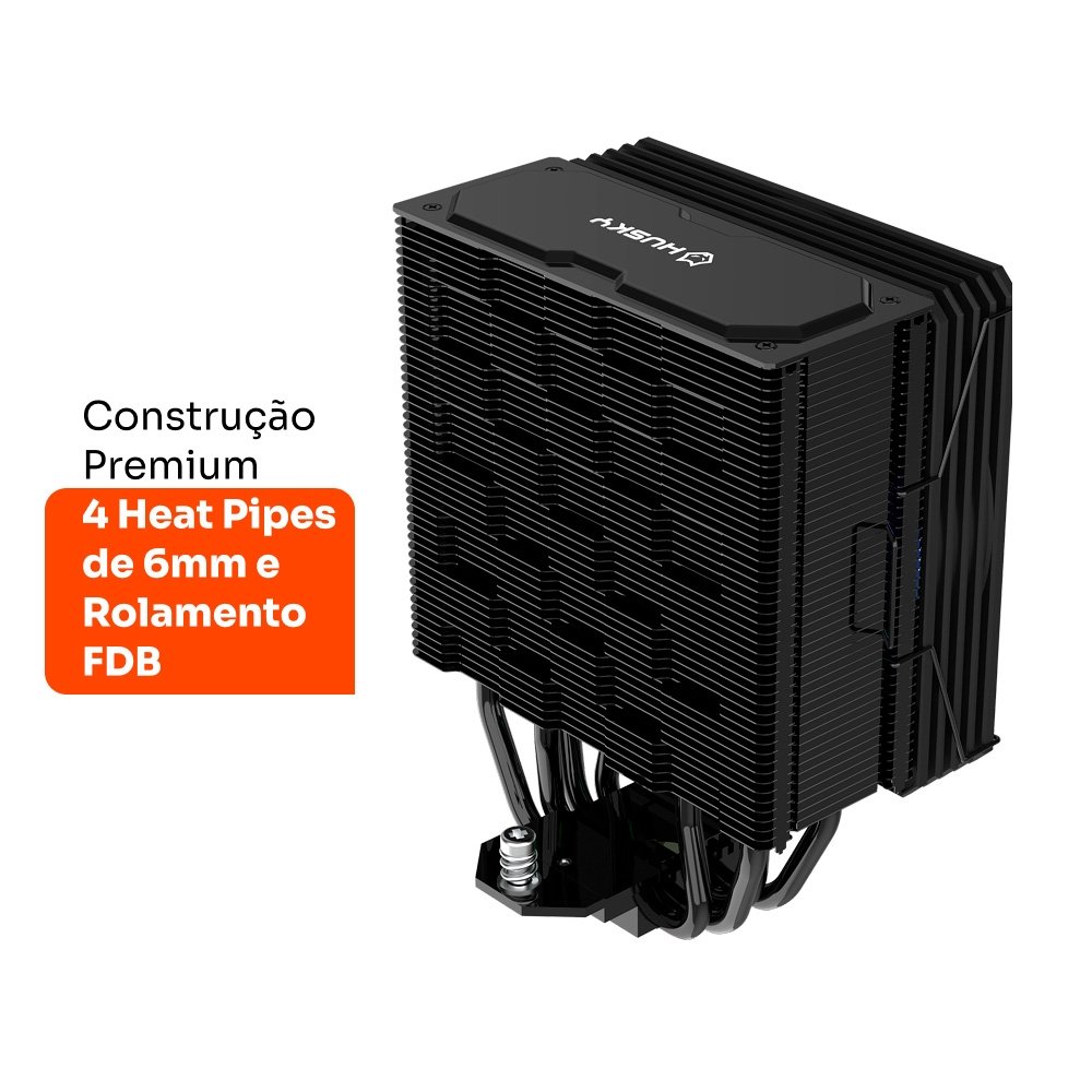 Imagem 2 de 7 do produto Air Cooler Gamer Husky Alisius 200, ARGB, AMD/ INTEL, 120mm, 220W - HAC200PT