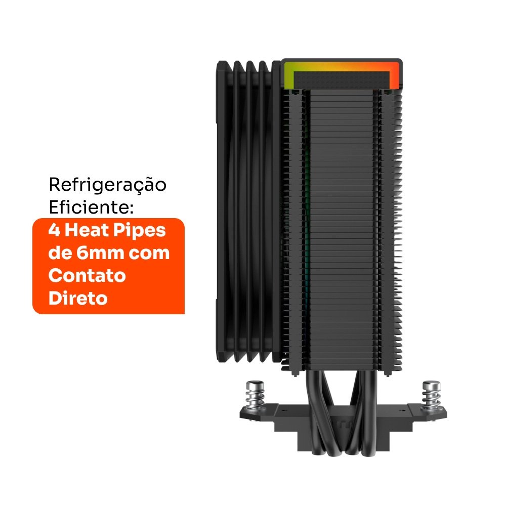 Air Cooler Gamer Balão.info Alisius 500, ARGB com Display, AMD/ INTEL, 120mm, 220W - HAC500PT - view 3